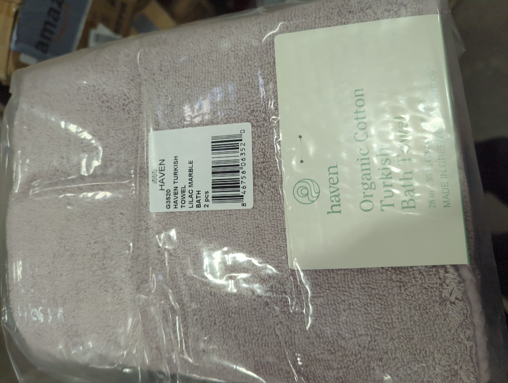 Haven Turkish Towel Lilac Marble Bath 2pc