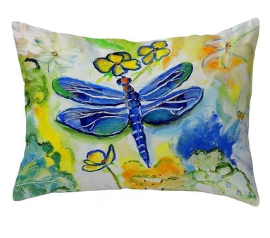 Betsy Drake Dragonflys Garden Pillow