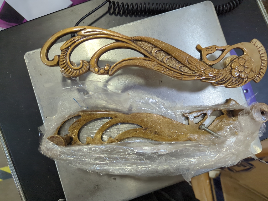 eSplanade - 11 Designer Peacock Brass Door Handle Pair (2 pcs) | Home Decor | Door Decor | Pair of Brass Door Handles | Pair of Brass Door Pulls