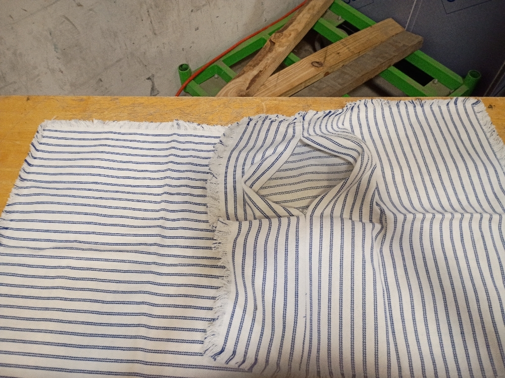 AHANDMAKER Blue White Striped Fabric Woven Ticking Strip Line Pattern Polyester Fabrics for Upholstery Table Cloths Pillows Cushions Sewing Supplies,