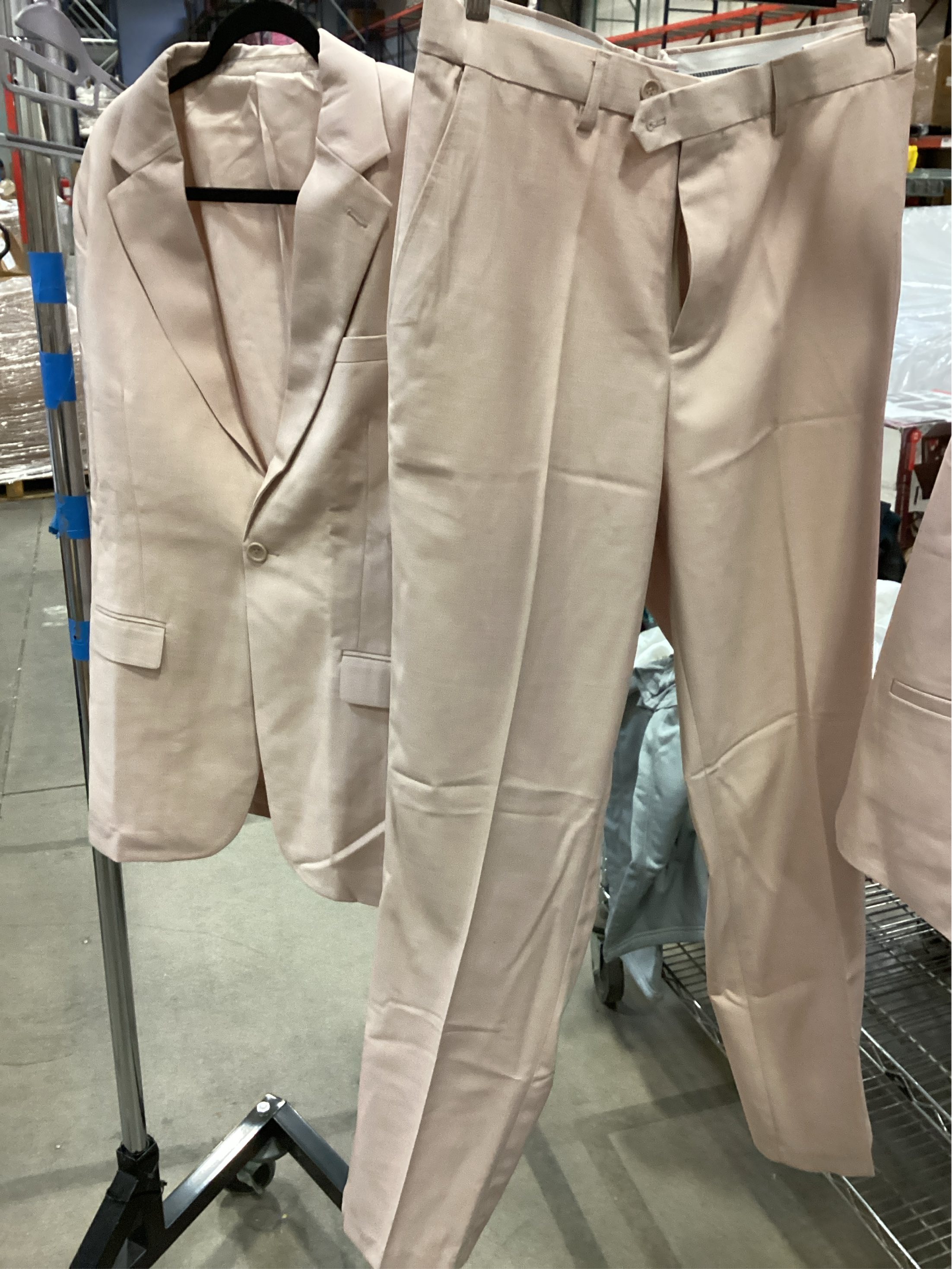 SIZE L  Men's 3 Piece Solid Suit Set, One Button Slim Fit Jacket Vest Pants