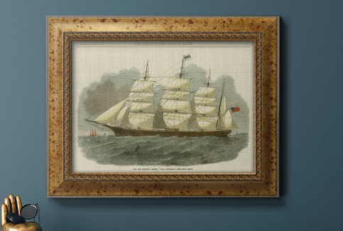 Antique Clipper Ship IV Gold Frame Large