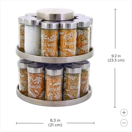 Kamenstein 20 Jar Revolving Spice Rack with Integrated Tool Caddy