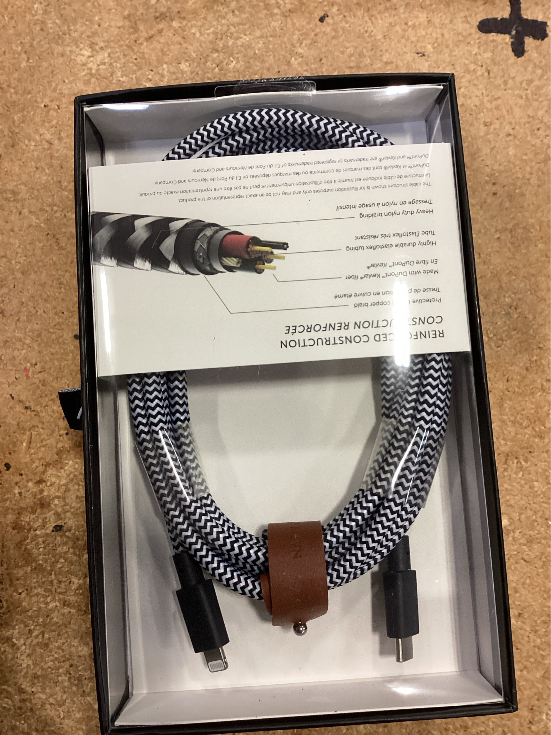 Native Union Belt Cable XL - 10ft Ultra-Strong Reinforced Durable USB-C to Lightning [MFi Certified] Charging Cable with Leather Strap for iPhone/iPad (Zebra)