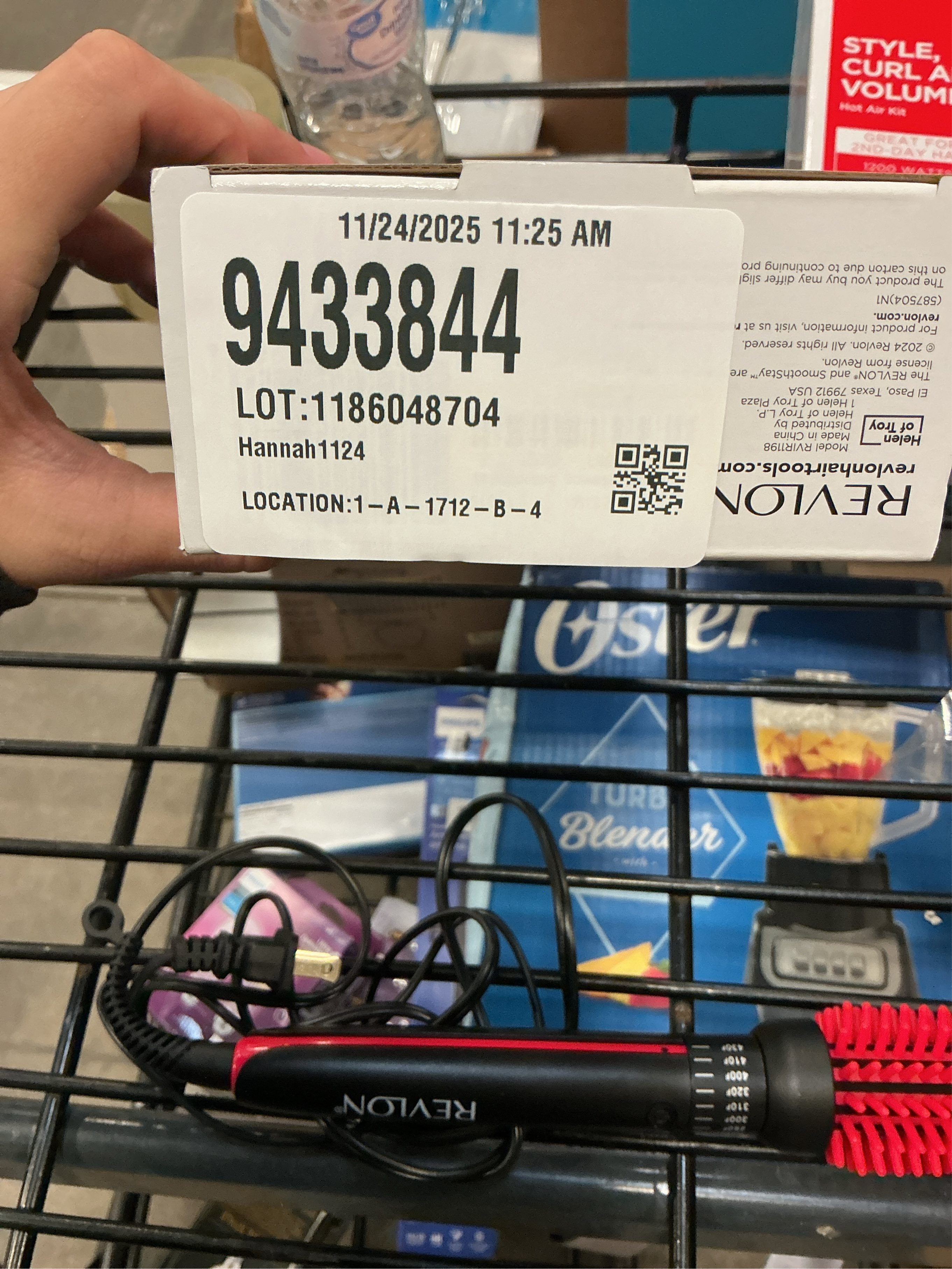 REVLON New and Improved SmoothStay Coconut Oil-Infused Heated Hair Styling Brush | 1” Barrel for Voluminous, Shiny Results (Black/Red)