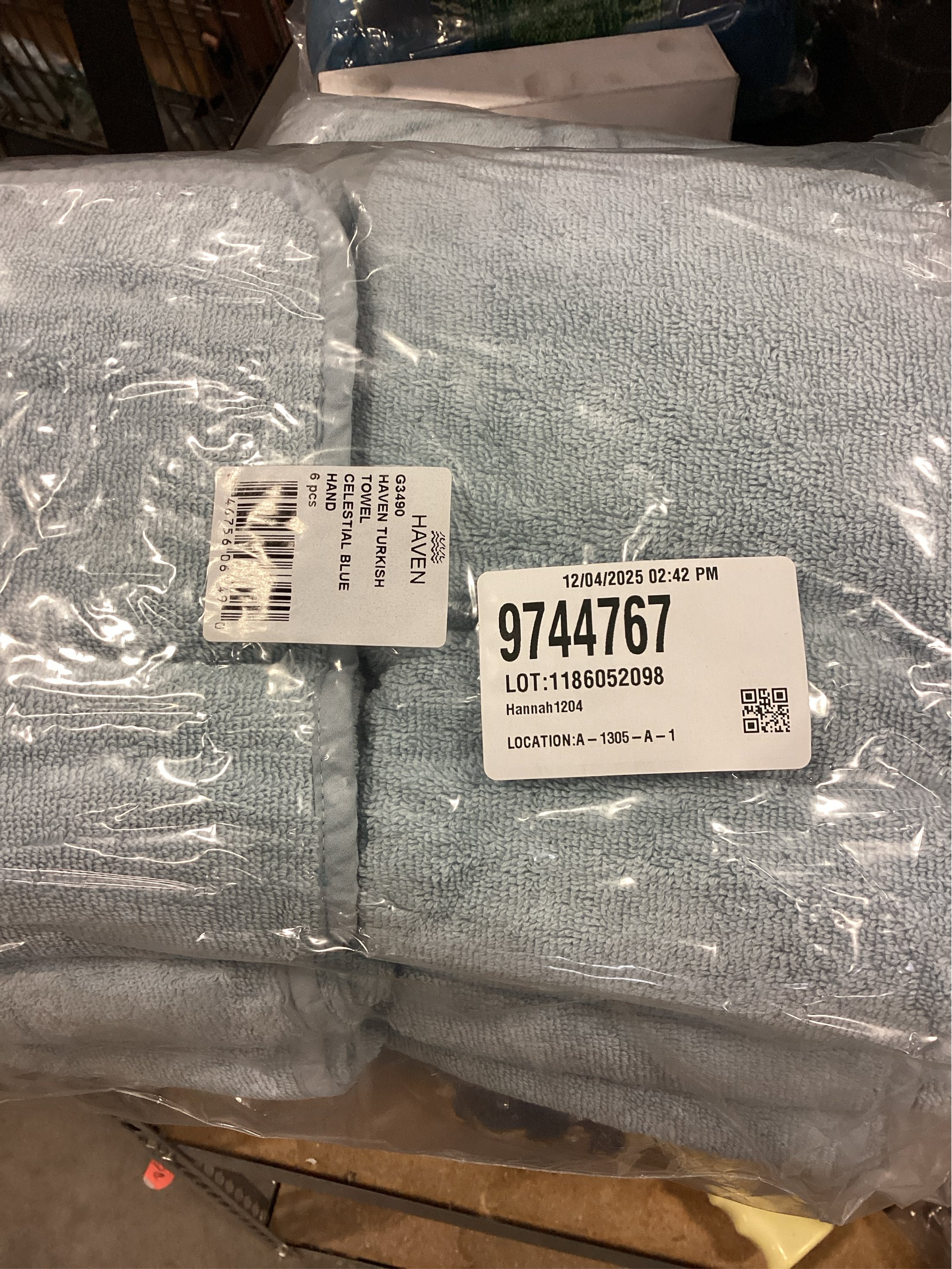 Haven Turkish Cotton Hand Towel in Celestial Blue 6PACK