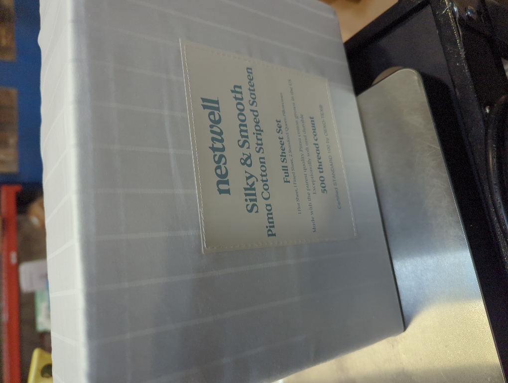 Nestwell Pima Cotton 500-Thread-Count Full Sheet Set in White Stripe