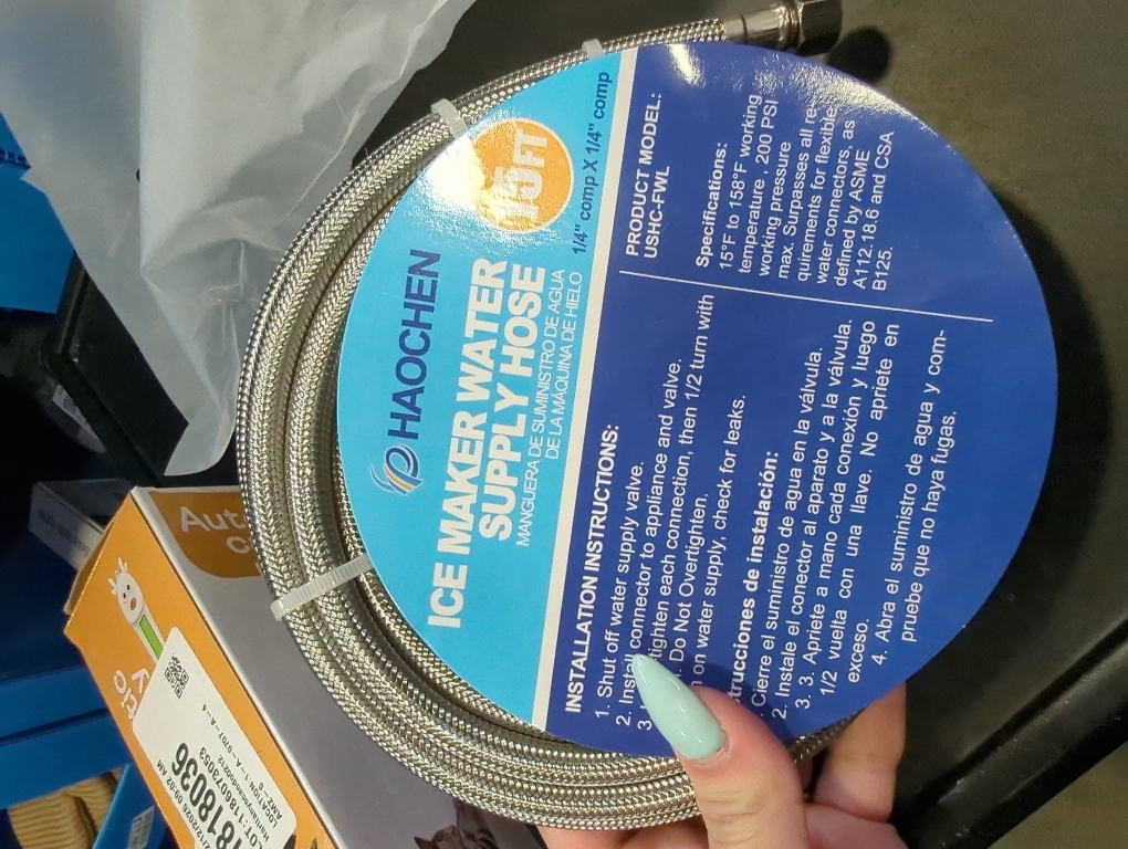 Refrigerator water line - 15 FT Premium Stainless Steel Braided Ice Maker Water Hose,Food grade PEX Inner Tube Fridge Water Line with 1/4 Fittings for Refrigerator Ice Maker