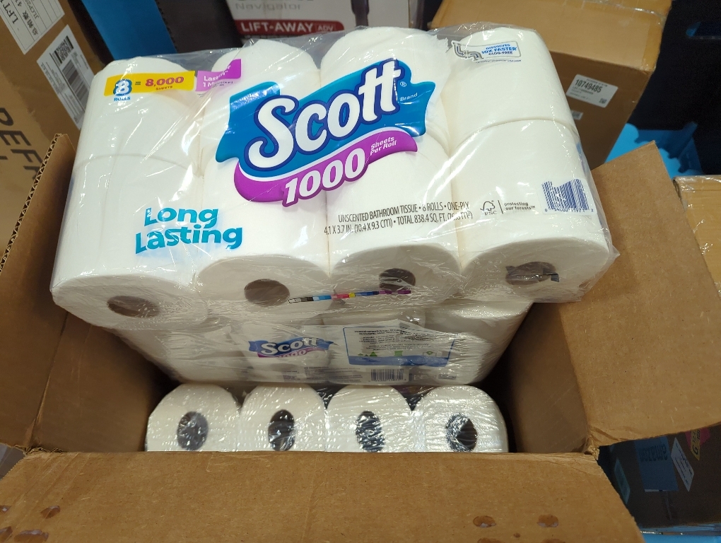 Scott 1000 Toilet Paper, 32 Rolls, Septic-Safe, 1-Ply Toilet Tissue