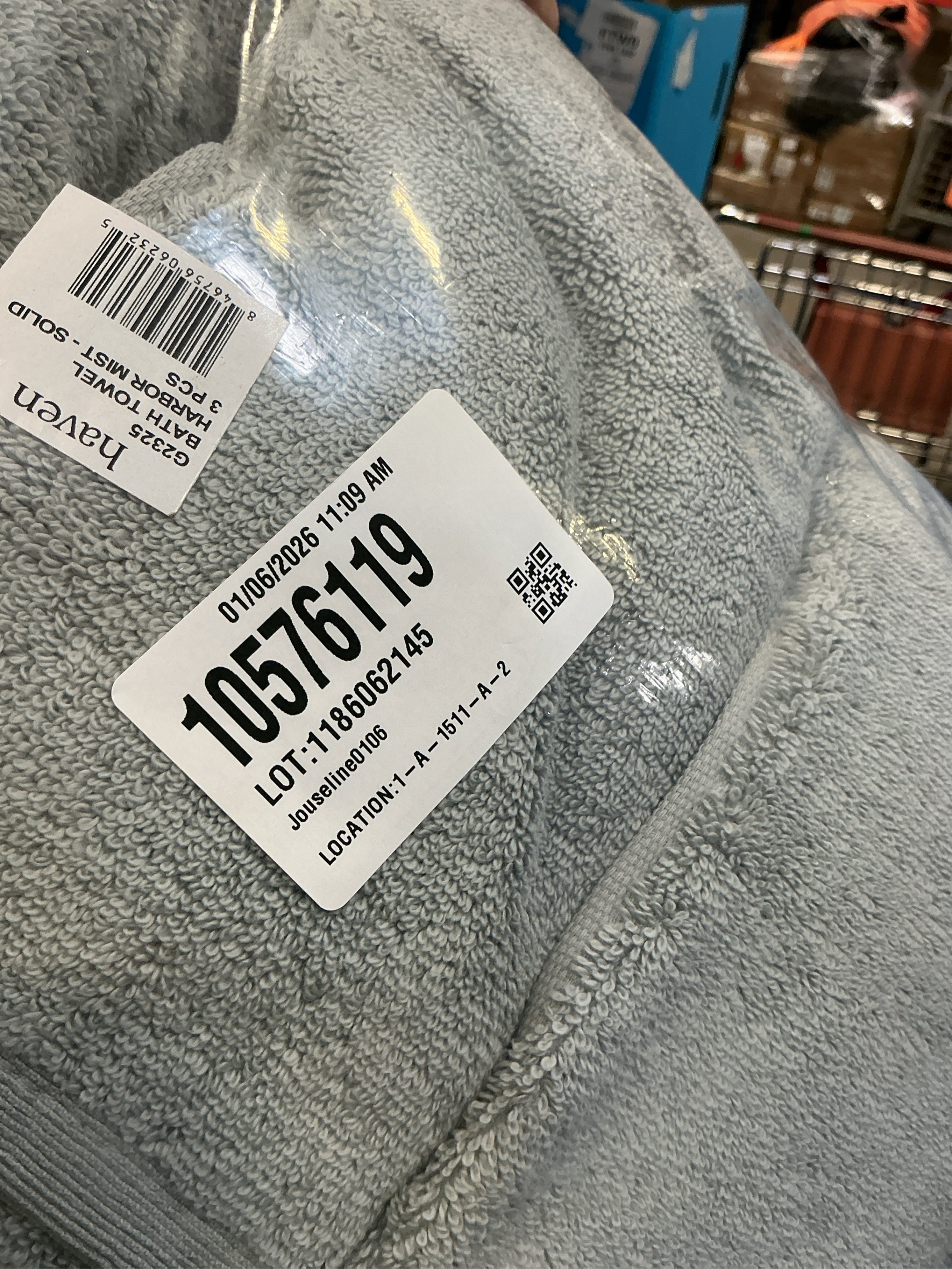 3 pcs Haven Organic Cotton Terry Bath Towel in Harbor Mist Grey