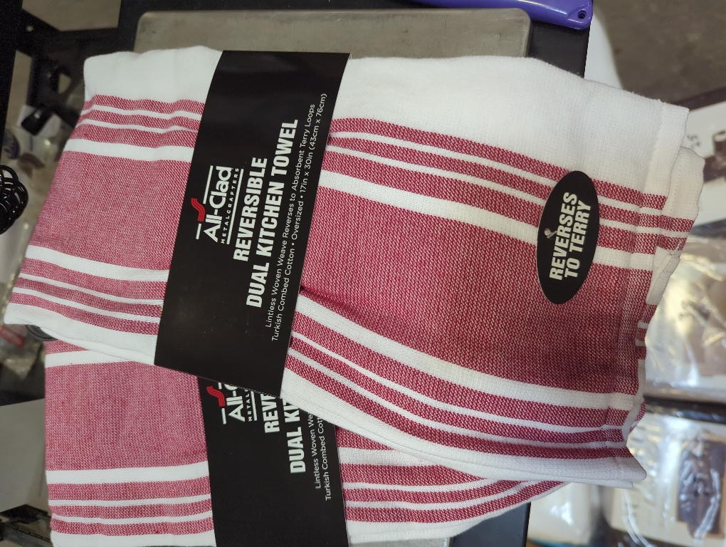 2pk All-Clad Striped Dual Kitchen Towel in Chili