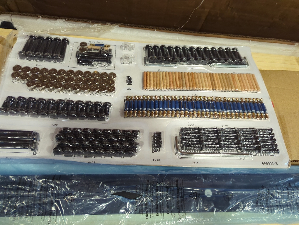 Sherell King Bed Frame Black with Bookcase Storage Headboard and Footboard, LED Lights, Charging Station