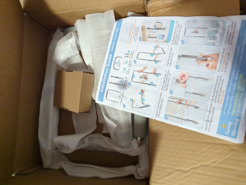 Bath Tub Handles for Seniors Shower Rails Elderly Adults Safety, Bathtub Clamp Grab Bars Helper No Drill, Handicap Bathroom Tub Support Bar Assist Devices, Help Getting Out of Bathtub