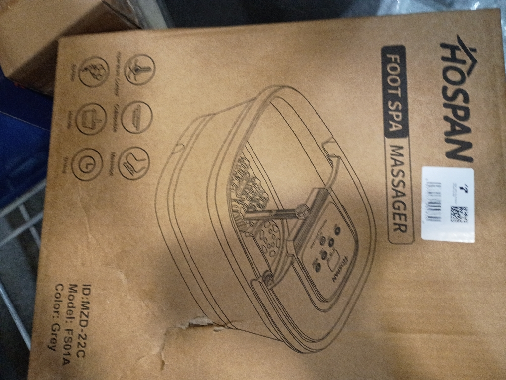 HOSPAN Collapsible Foot Spa with Heat, Bubble, Red Light, and Temperature Control, Foot Bath Massager with 8 Shiatsu Massage Rollers, Pedicure Foot Spa for Relaxation and Stress Relief, Black