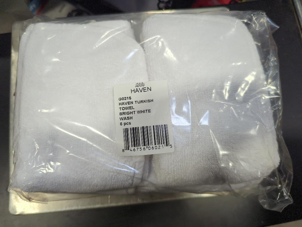 Haven Turkish Cotton Wash Towel Bright White 6pc