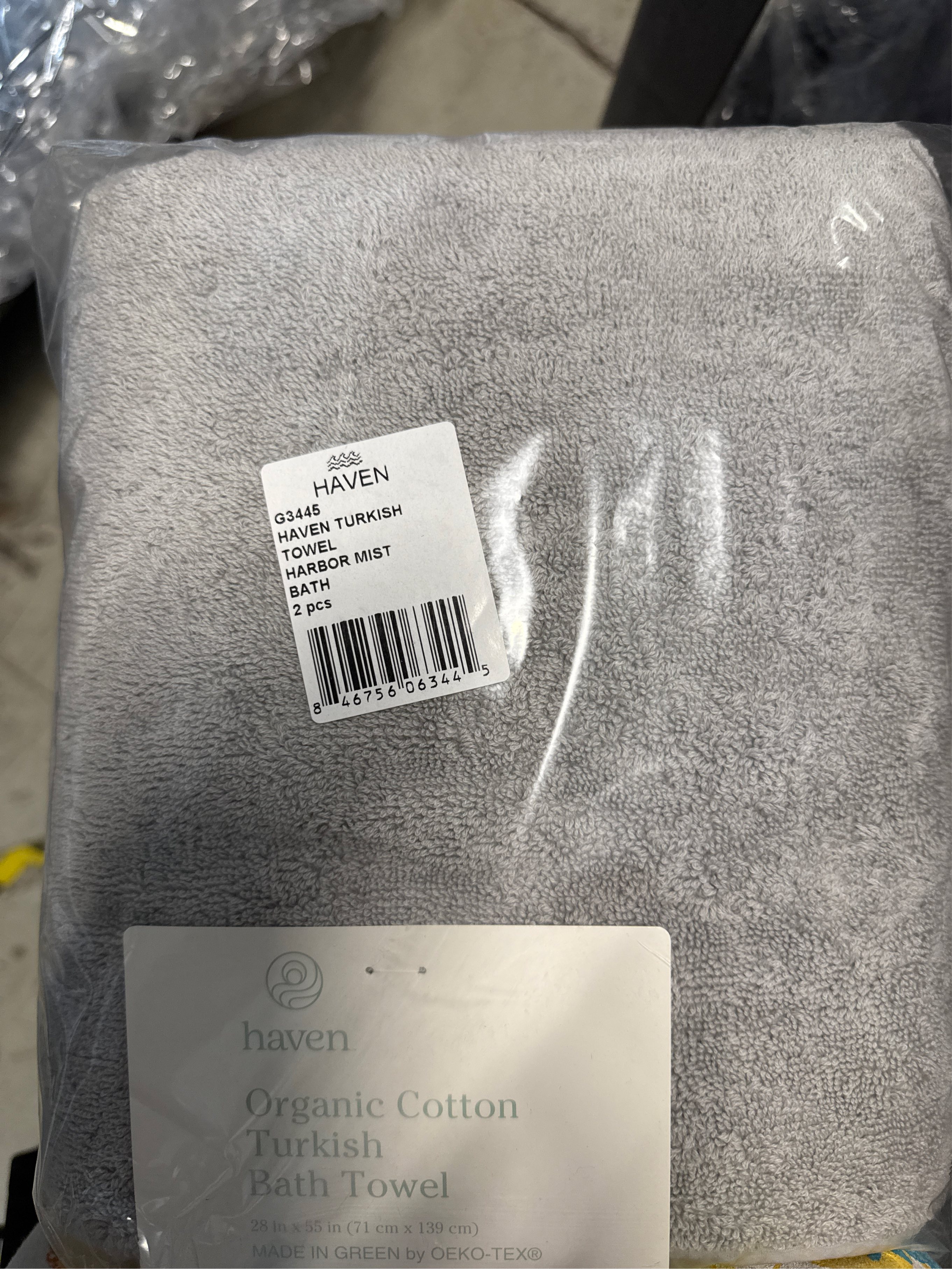 Haven Turkish Cotton Bath Towel in Harbor Mist Grey - set of 2