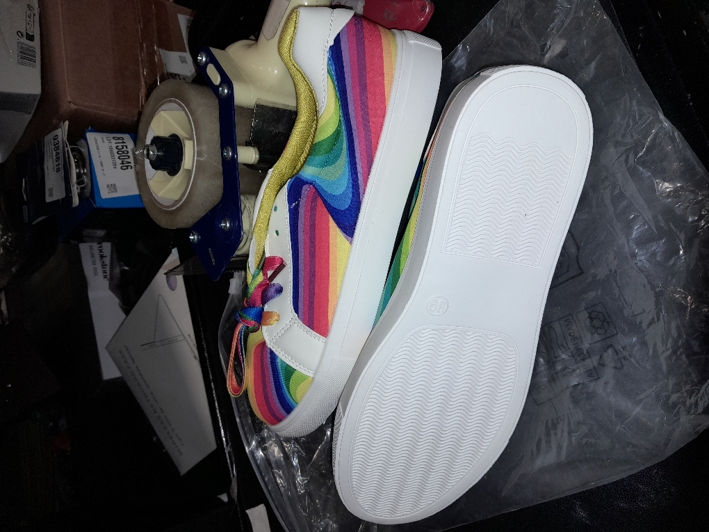 Womens Platform Sneakers Rainbow Stripe | Colorful Casual Fashion Shoes Lightweight Low Top for Everyday Walking 39