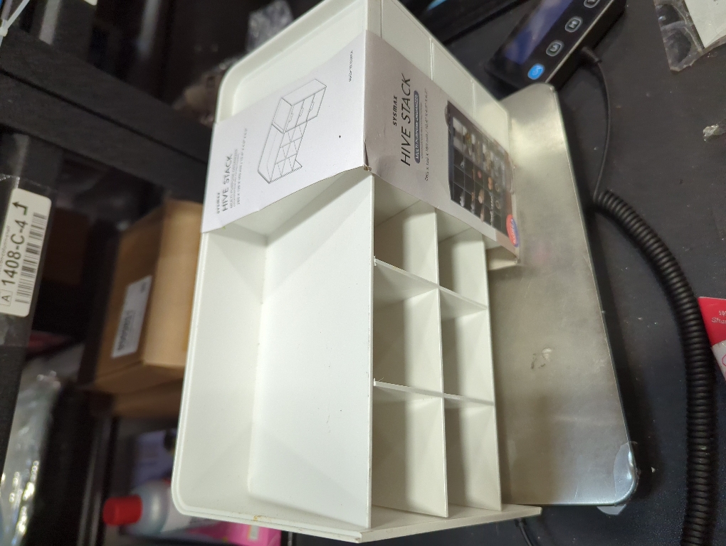 WHITE  Sysmax Hive Stack Desk Organizer – Stackable Pen Holder, Stationary Organizer with Drawers - Office Storage, School Supplies, Makeup (Made in Korea, white)