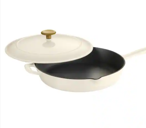 Tramontina Bestow Enameled Cast Iron Skillet with Lid, 12-inch Frying Pan, Blue
