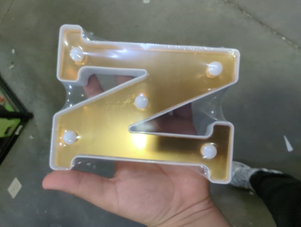 LED Gold Glitter Marquee Light Up Letters Battery Operated Letter-N,