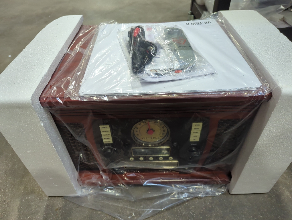 Victrola Aviator 8-in-1 Bluetooth Record Player & Multimedia Center with Built-in Stereo Speakers - 3-Speed Turntable, Vinyl to MP3 Recording, Wireless Music Streaming, Mahogany