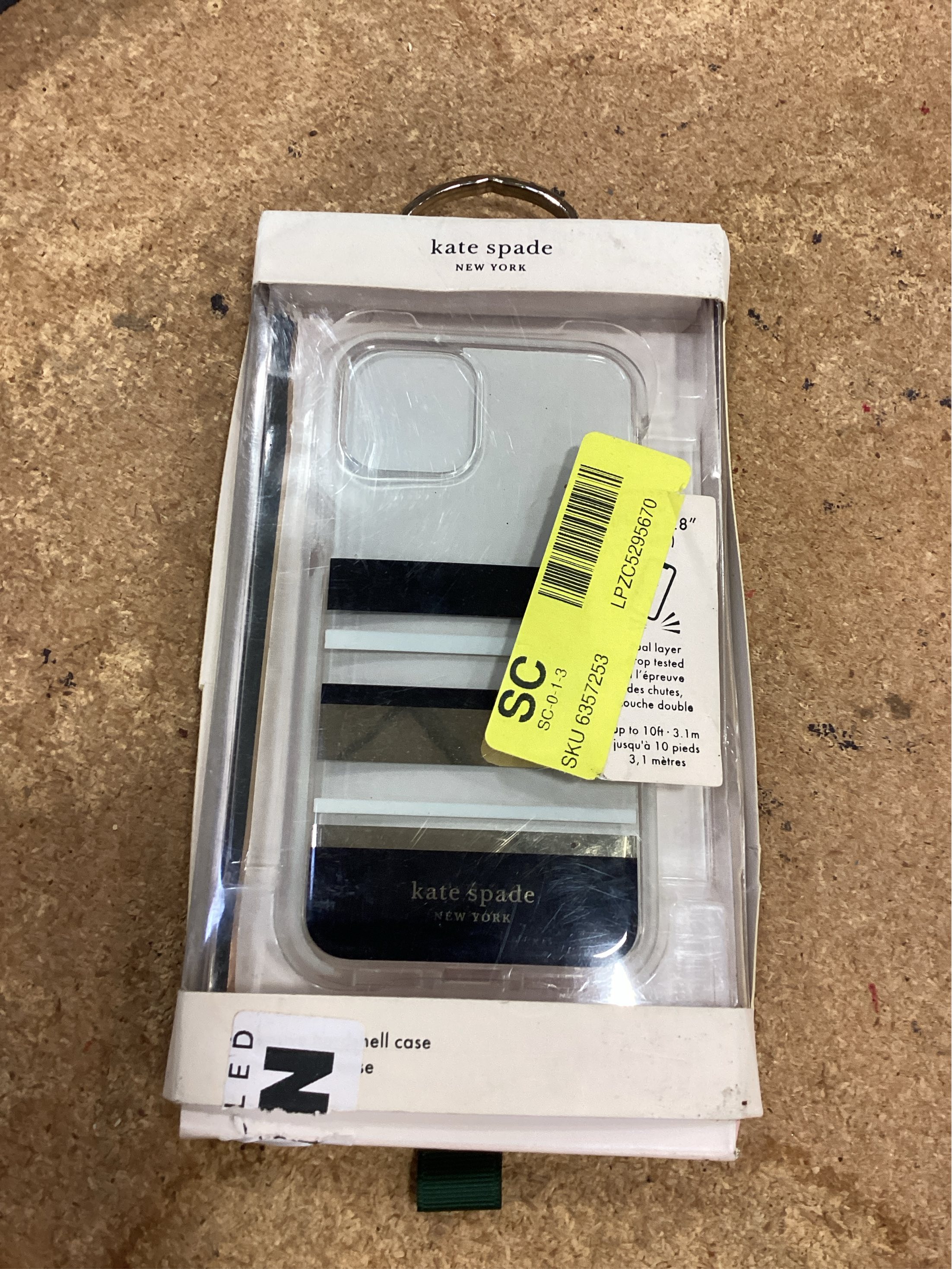 kate spade new york Defensive Hardshell Case (1-PC Comold) for iPhone 11 Pro, Park Stripe Gold Foil/Black/Cream/Cream Bumper/Clear