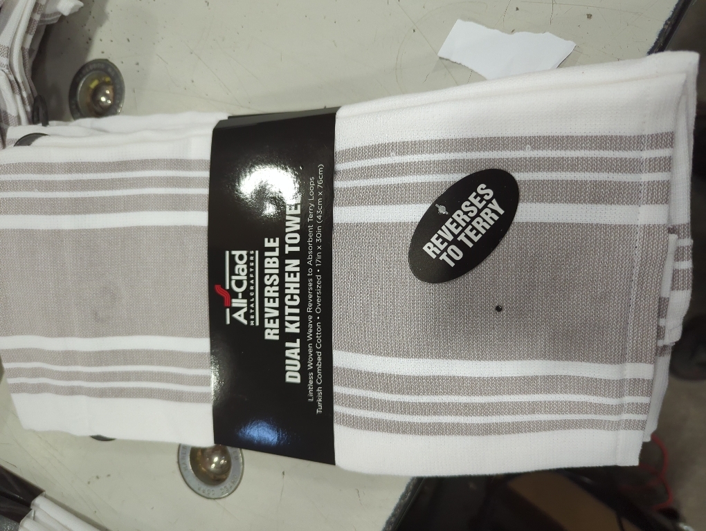 All-Clad Woven Bistro Kitchen Towels: Highly Absorbent, Super Soft Long Lasting - 100% Cotton, 20x30 Dish Towels for Cleaning & Drying Dishes, Pans, Glassware, or Countertops, (2Pack), Titanium