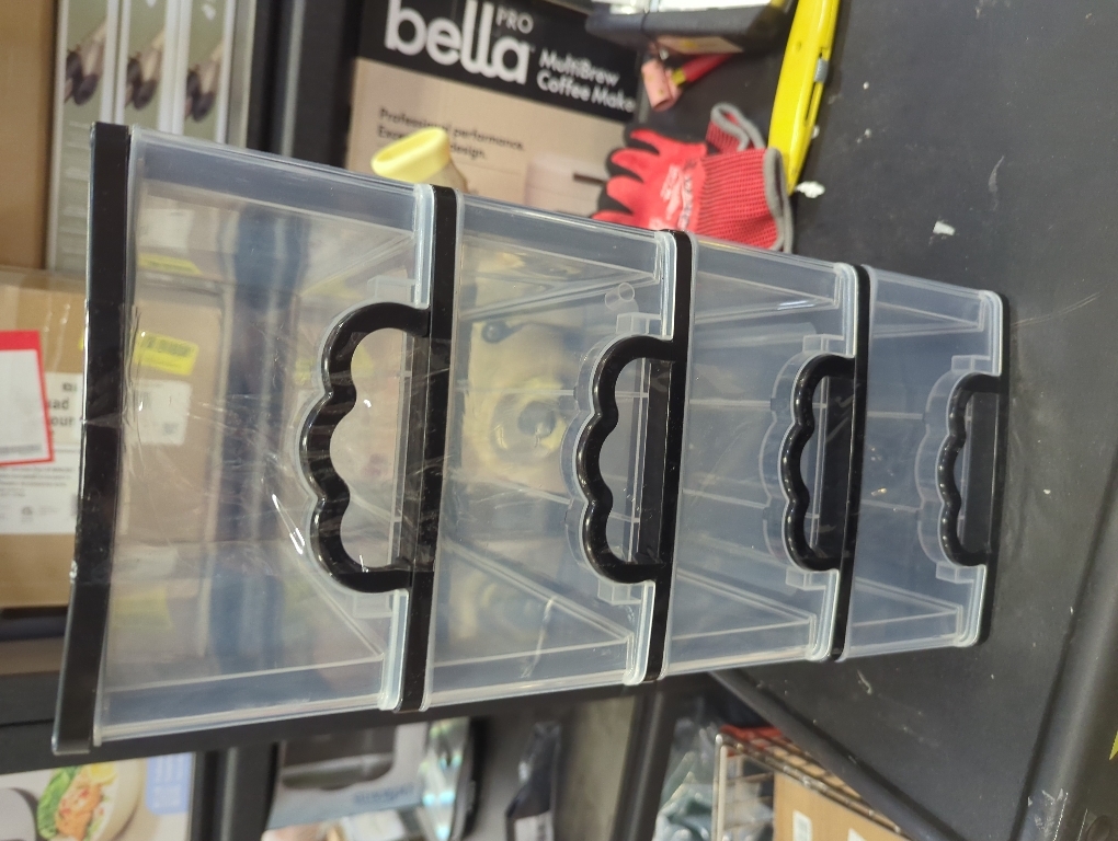 Desktop Organizer with 4 Drawers, Clear Plastic Storage Drawer Unit, Small Desk Organizer Storage Box, Durable Storage Bin Container Case for Countertop Stationery Pens Makeup Office Supplies