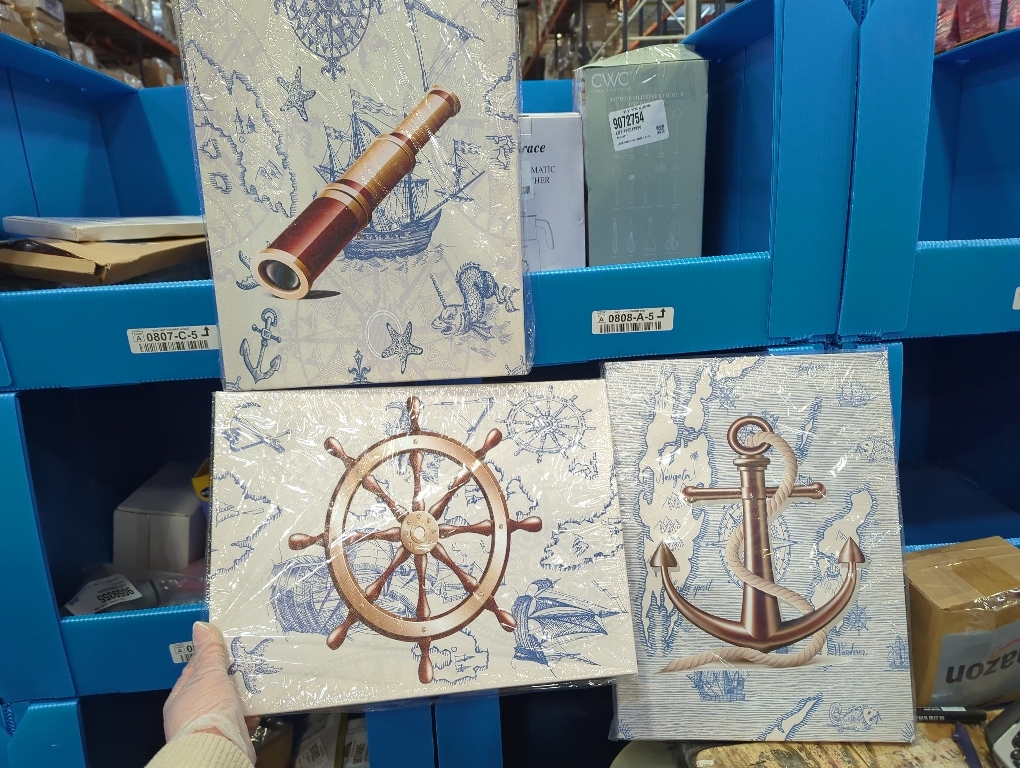 ocean theme steering wheel telescope ship pendant Canvas Prints bathroom Wall Art for Bedroom Wall decor Artworks Pictures wall decorations for living room,3 piece Home decor kitchen wall paintings