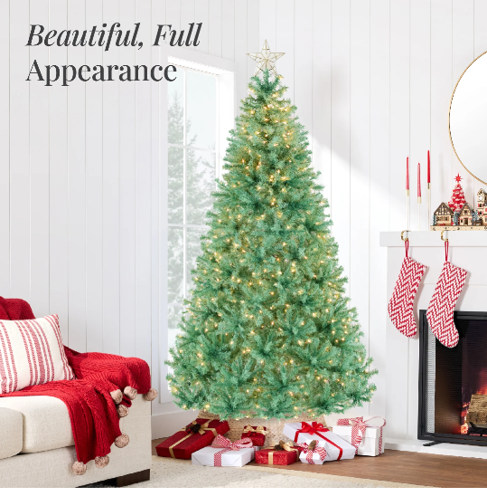 BCP Pre-Lit Medium Artificial Sage Green Christmas Tree