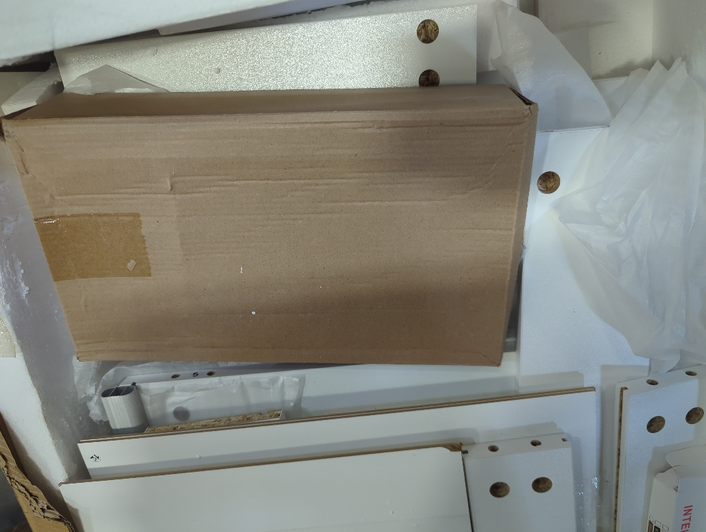 White 2 Glass Door Cabinet With 3 Drawers