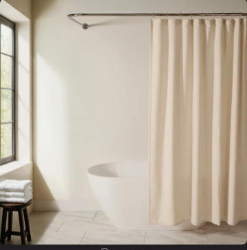 Waffle Textured Cotton Blend Shower Curtain (ivory)