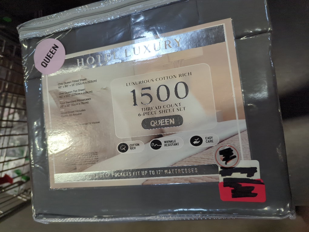 Hotel Luxury Queen Luxurious Cotton Rich 1500 Thread Count 6pc Sheet Set Grey Extra Deep Pocket