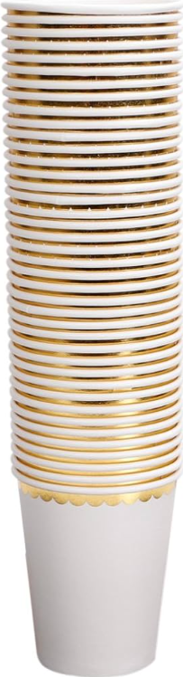 small Disposable Paper Cups with Gold Foil Border,
