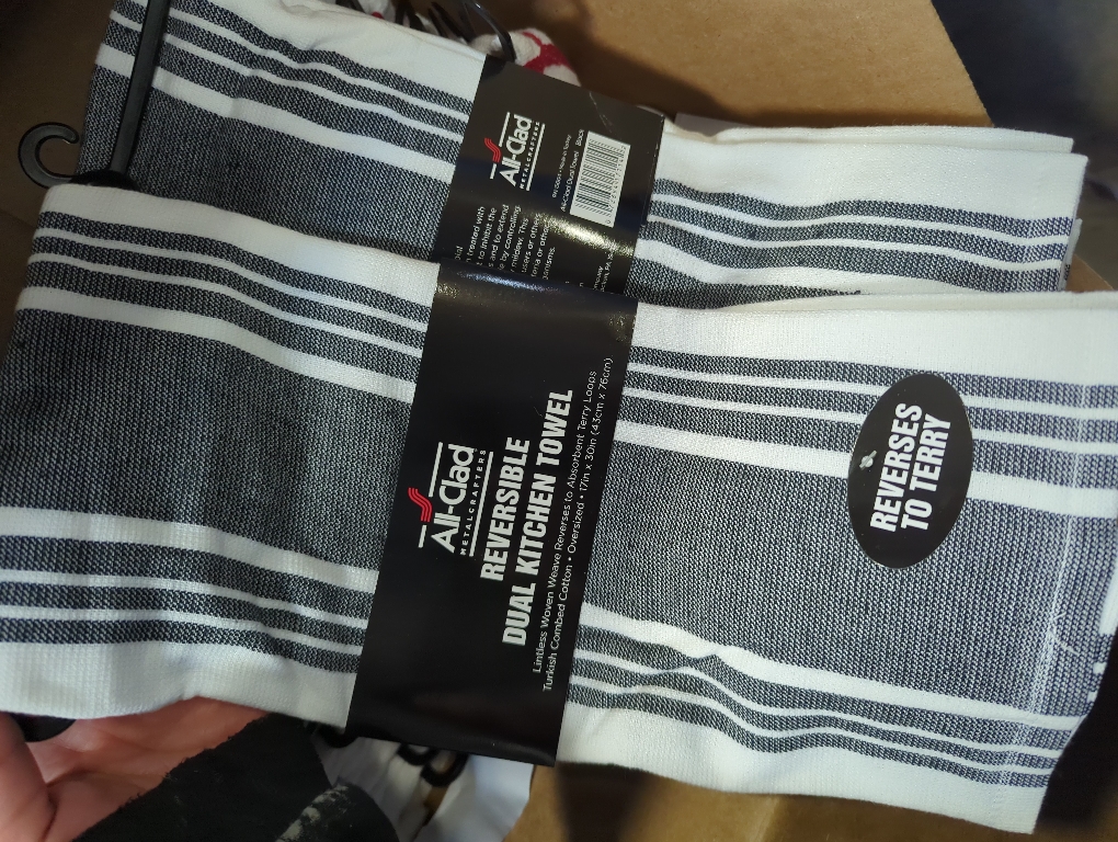 All-Clad Striped Dual Kitchen Towel in Black 2 pack