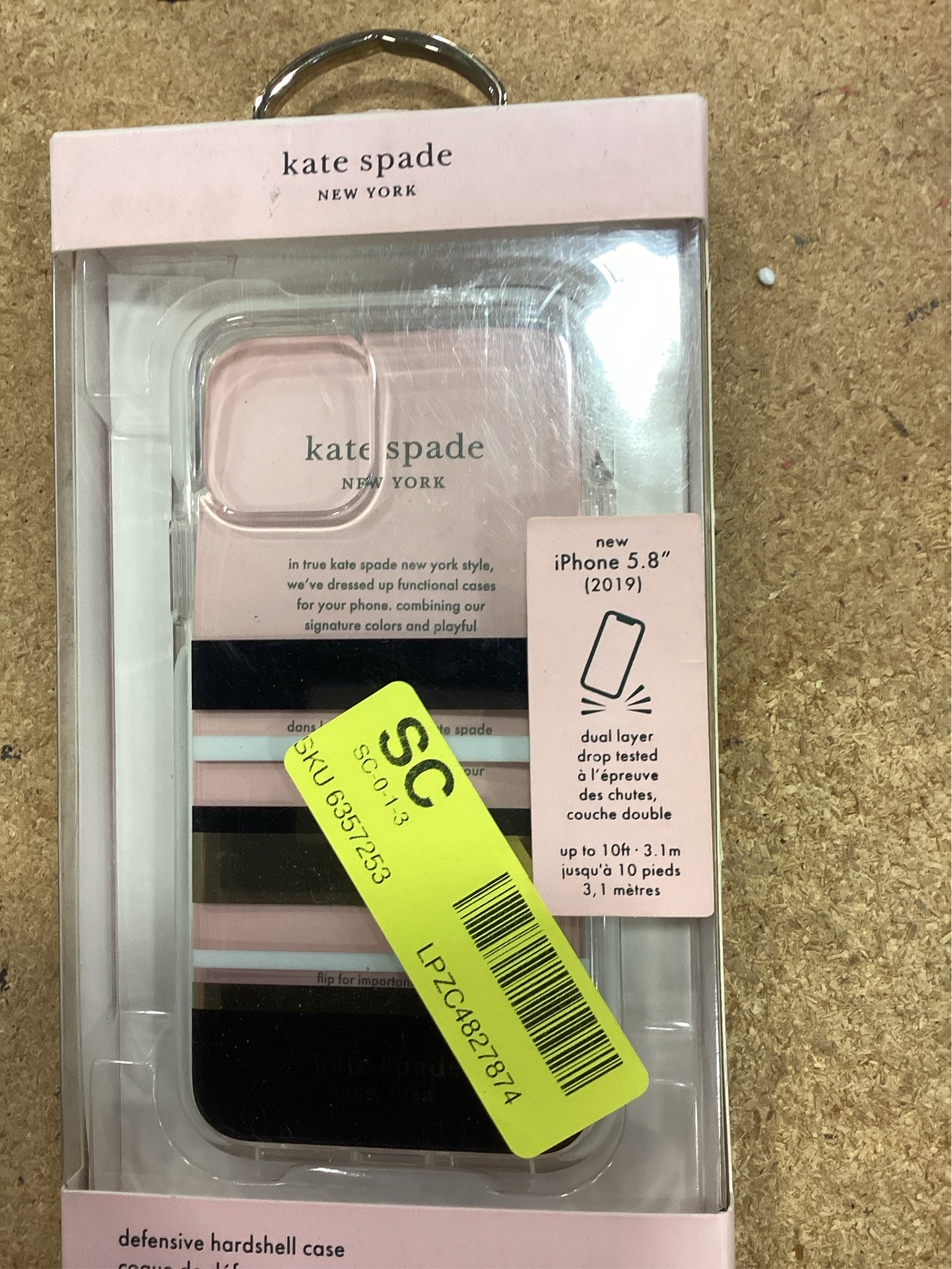 kate spade new york Defensive Hardshell Case (1-PC Comold) for iPhone 11 Pro, Park Stripe Gold Foil/Black/Cream/Cream Bumper/Clear