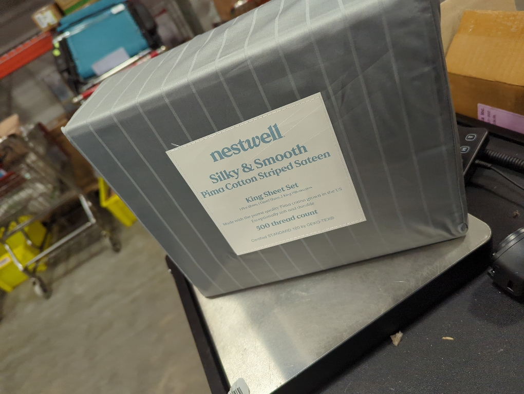 Nestwell Pima Cotton 500-Thread-Count King Sheet Set in Sharkskin Stripe