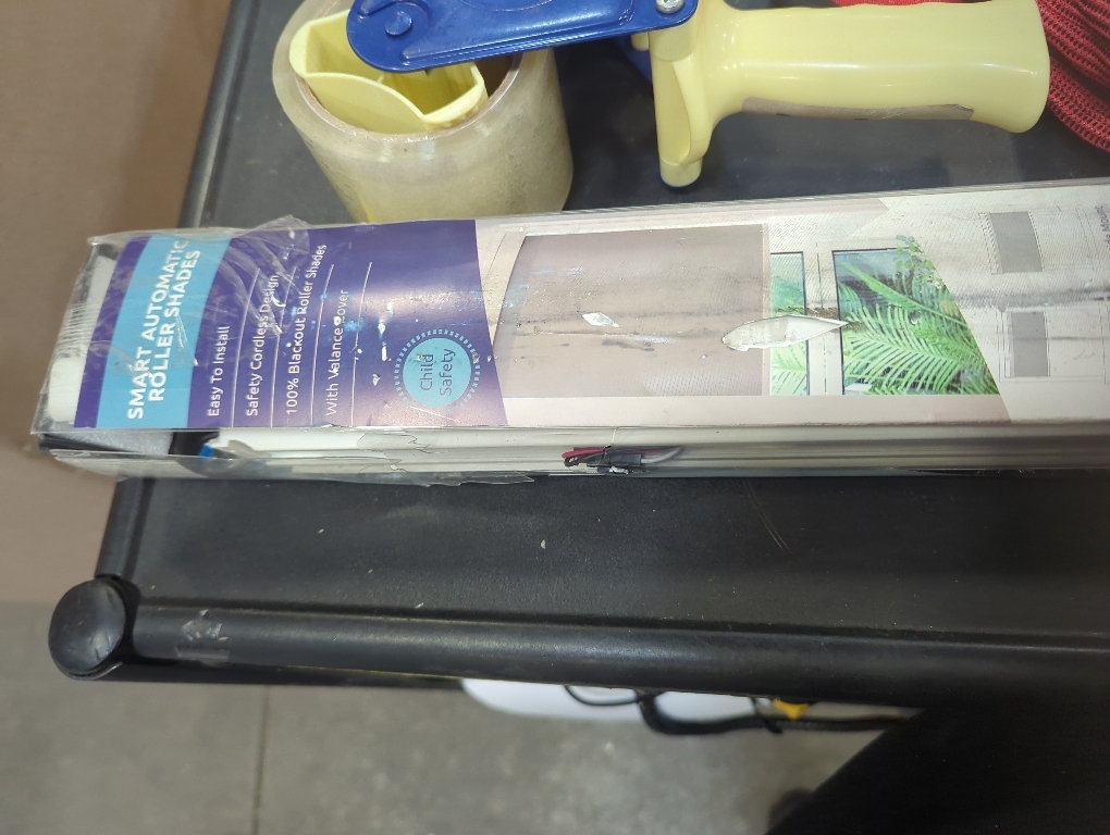 Color White Smart Motorized Blinds with Remote, No Drill Automatic Roller Shades for Indoor Windows, Blackout Linen Fabric, Electric Blinds for Windows, Weave Swan