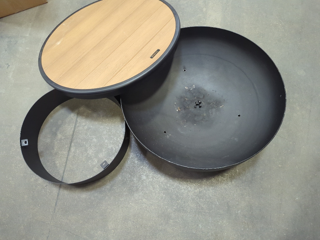 DENKOE Iron Fire Pit Table with Lid, Extra Thick and Heavy Duty Fire Bowl, Deep Round Firepit for Outdoor Bonfire Gatherings, Wood Burning Firepits for Outside Patio, Modern Outdoor Fire Pits