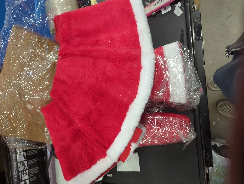 Red Plush Tree Skirt 3 Pack