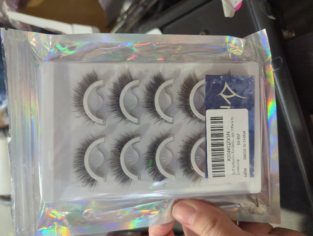 Self Adhesive Eyelashes Kit Cat Eye Lashes Natural Look Pre Glued Lashes Clear Band Fake Eyelashes D-curly 8-14MM Self Adhesive Lashes Mink Lashes Wispy 5 Pairs by Lvmixwig