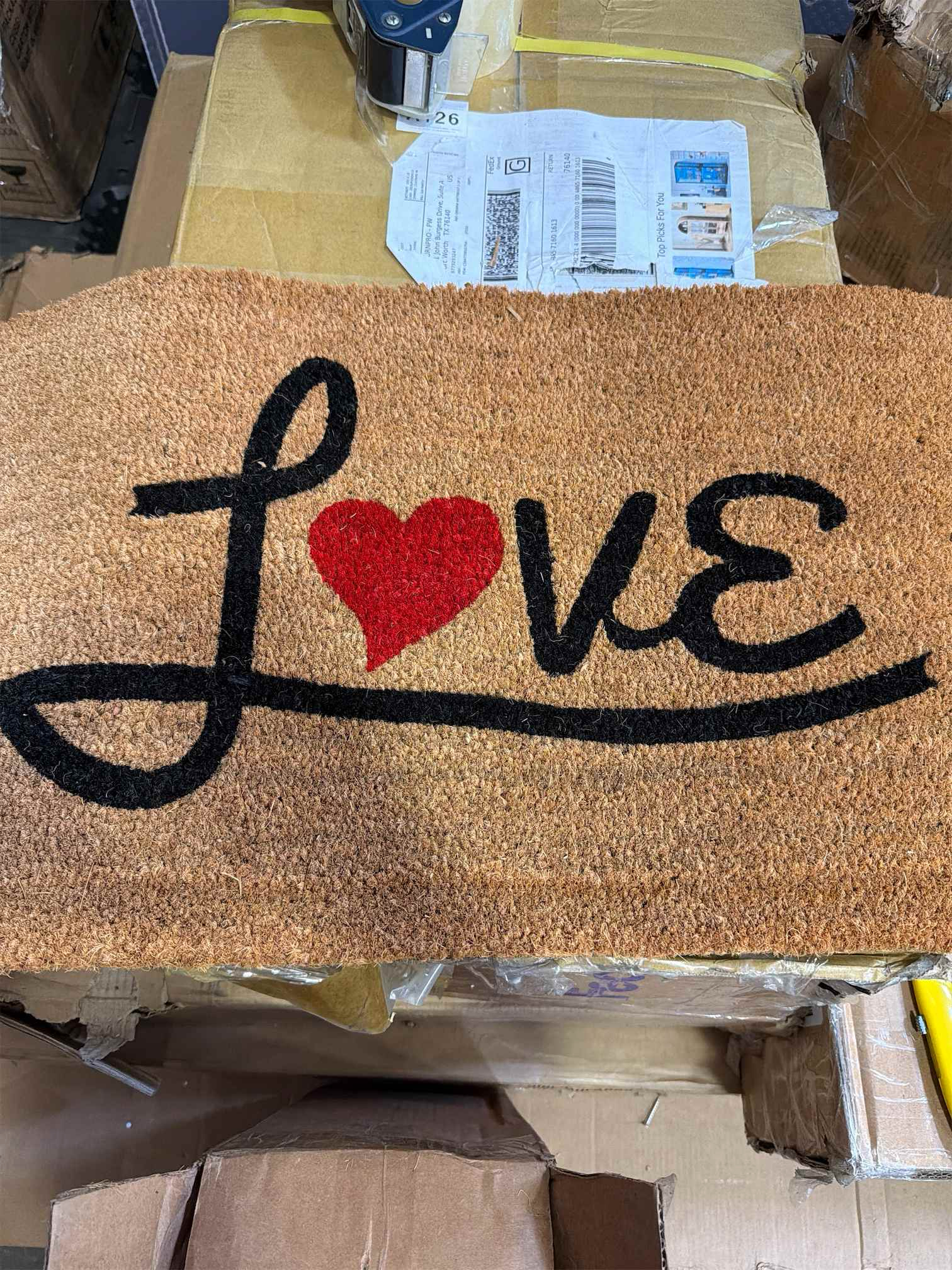 COCO MATS 'N MORE Coco Coir Door Mat – Heavy Duty Outdoor Mat, Non-Slip Welcome Mat with Vinyl Backing, Front Porch Door Mat with Tough Coir Bristles (18 x 30 | Love Heart)