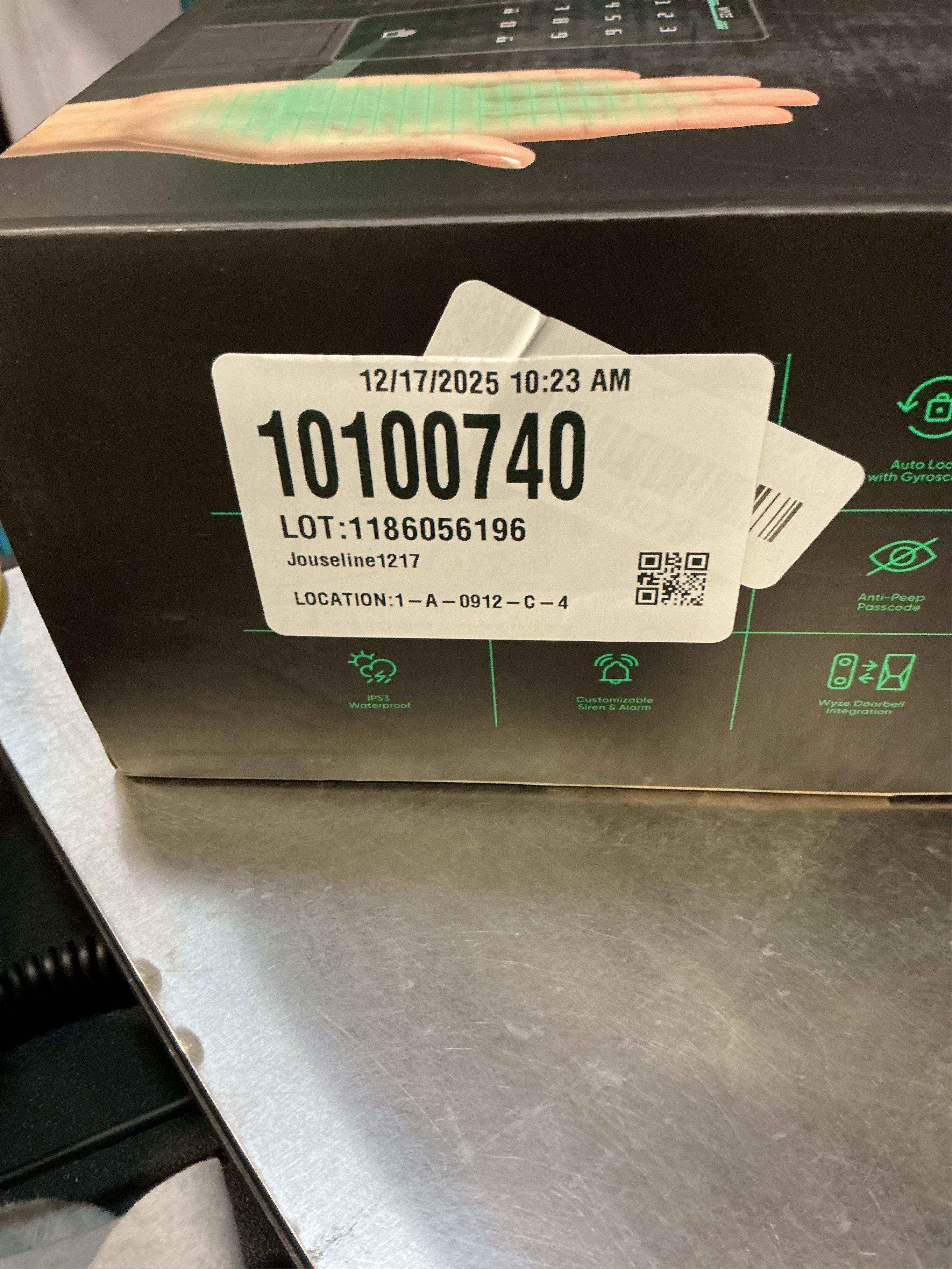 Wyze Palm Lock, Smart Door Lock with Palm Vein Recognition, Keyless Entry Smart Locks for Front Door, Keypad, Auto Lock, Dual Battery, Wi-Fi, Works with Alexa & Google, BHMA, IP53, Mechanical Key