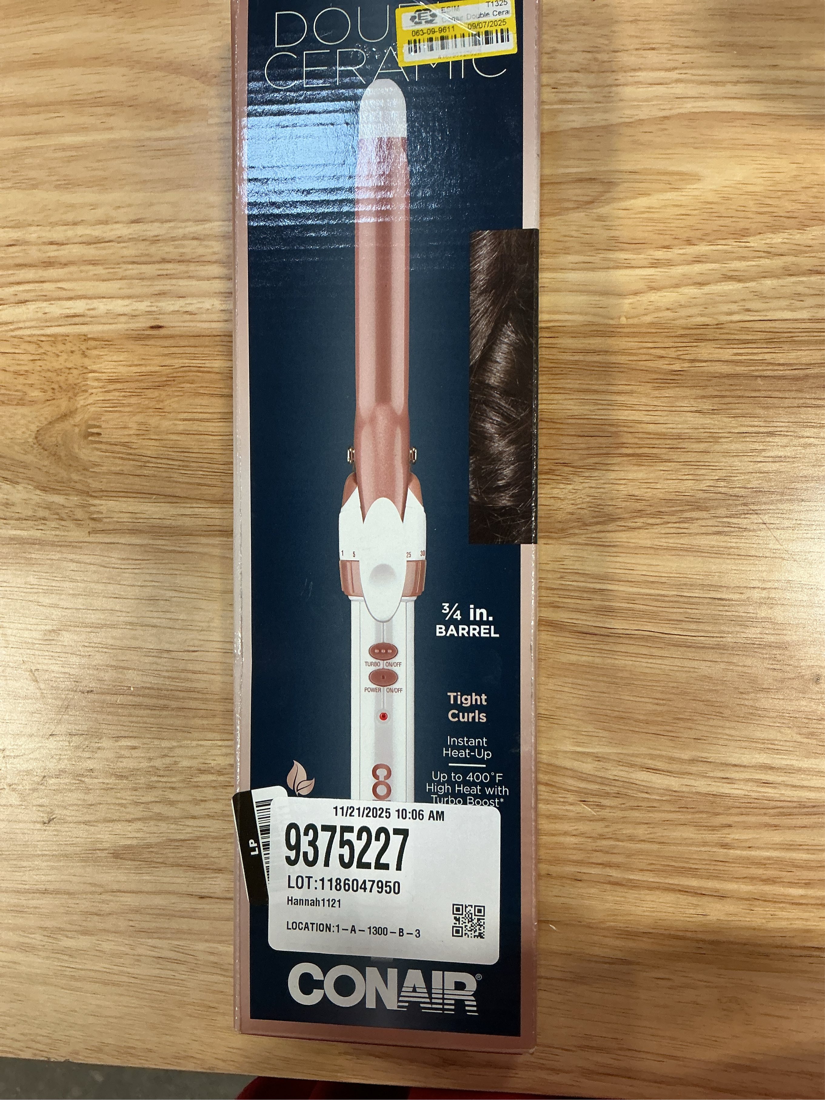 Conair Double Ceramic 3/4-Inch Curling Iron, ¾-Inch Barrel Creates Tight Curls, Hair Curler for Use on Short, Medium, and Long Hair, White