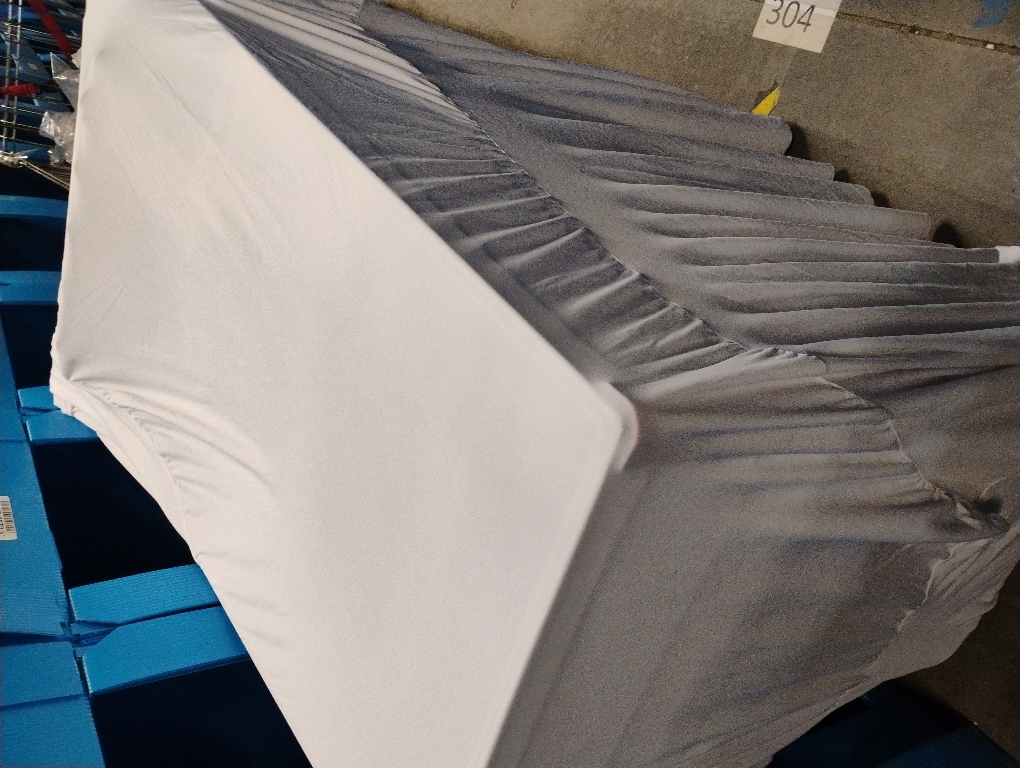 1 pcs White Spandex Table Clothes for 6 Foot Rectangle Tables, Wrinkle Free Fitted Table Cover 6ft Stretch Tablecloths Desk Skirt for Parties Weddings Birthday Banquet Baby Shower