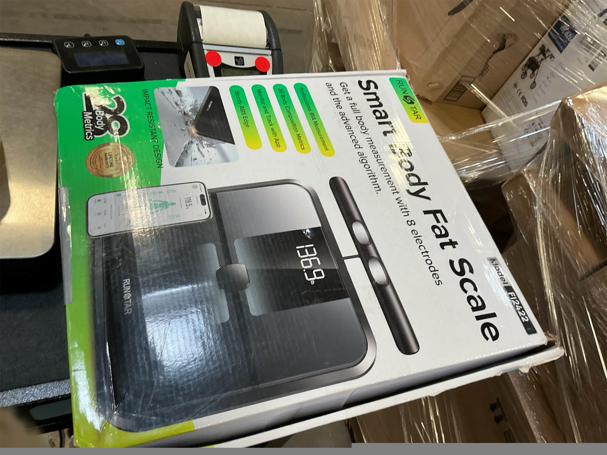 RunStar Scale for Body Weight and Fat, Full-Body Bathroom Scale with 8 Electrodes for BMI, Muscle Mass, High-Accuracy Body Composition Monitor with 28 Metrics & App Connectivity, 3-Metric Display