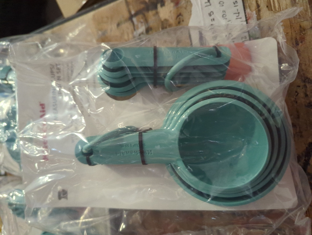 2Pack KitchenAid Plastic Measuring Cups and Spoons Set Blue Aqua Sky