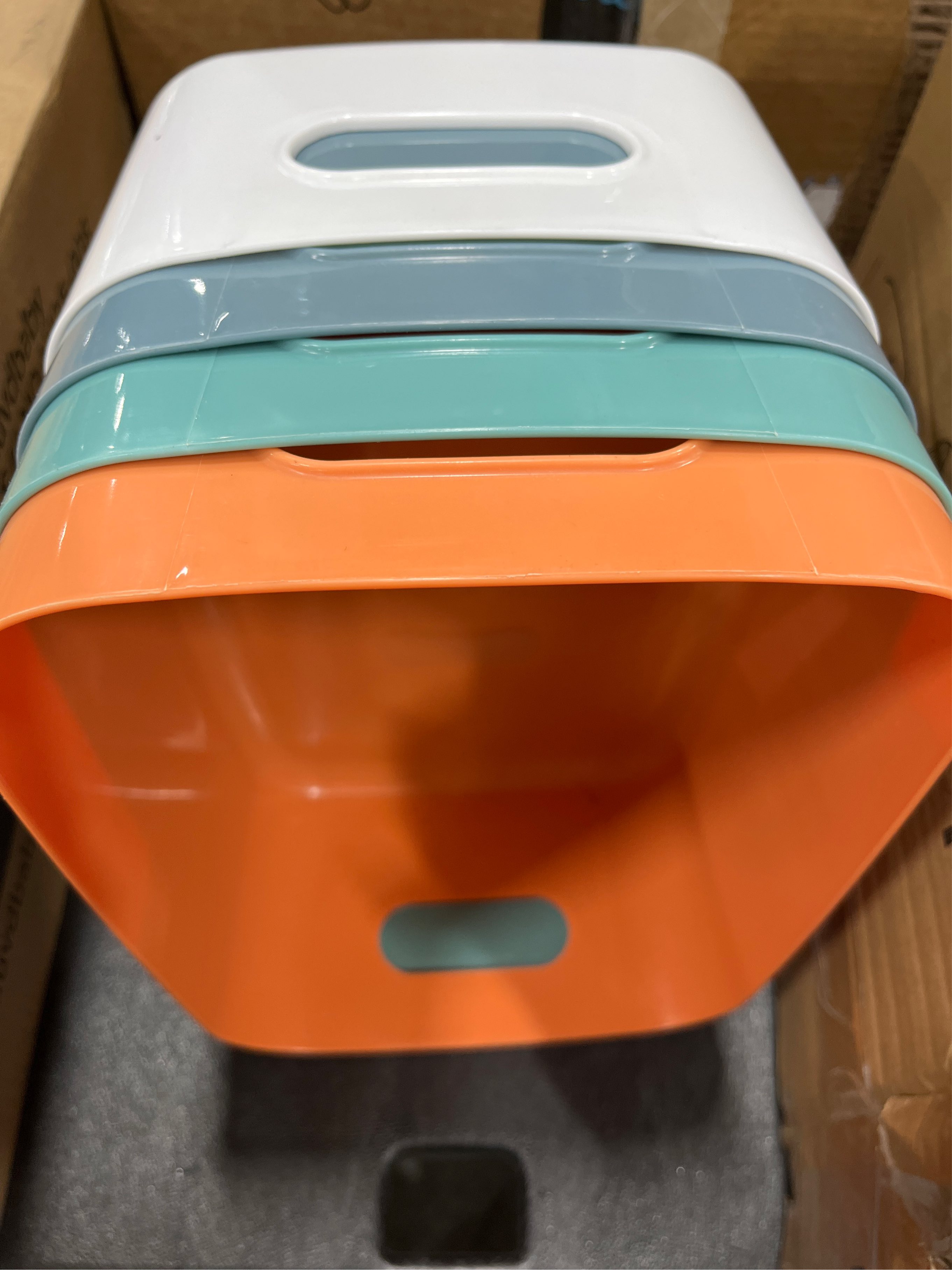 OWill 4 Pack 7.2 L Plastic Storage B-ins and Baskets for Efficient Home Classroom Organization - Small Containers in Multiple Colors for Kitchen, Cupboard Box, Bathroom Organizer on Shelves and Tubs