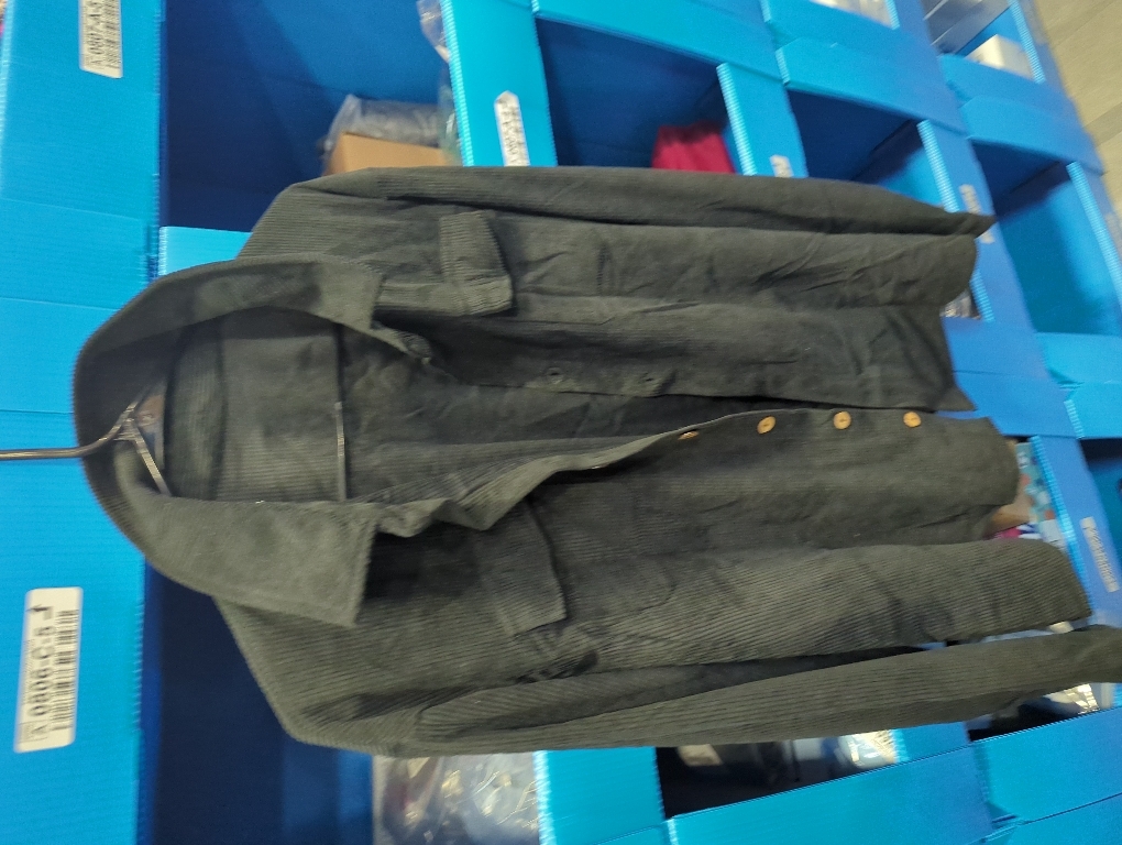 Size L ...Saslax Womens Corduroy Shirt Long Sleeve Oversized Button Up V Neck Blouses Tops Loose Shacket Jacket