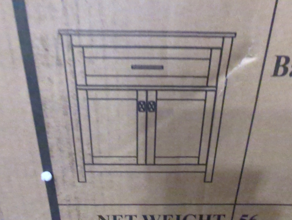 White Bathroom Storage Cabinet with 2 Door 1 Drawer
